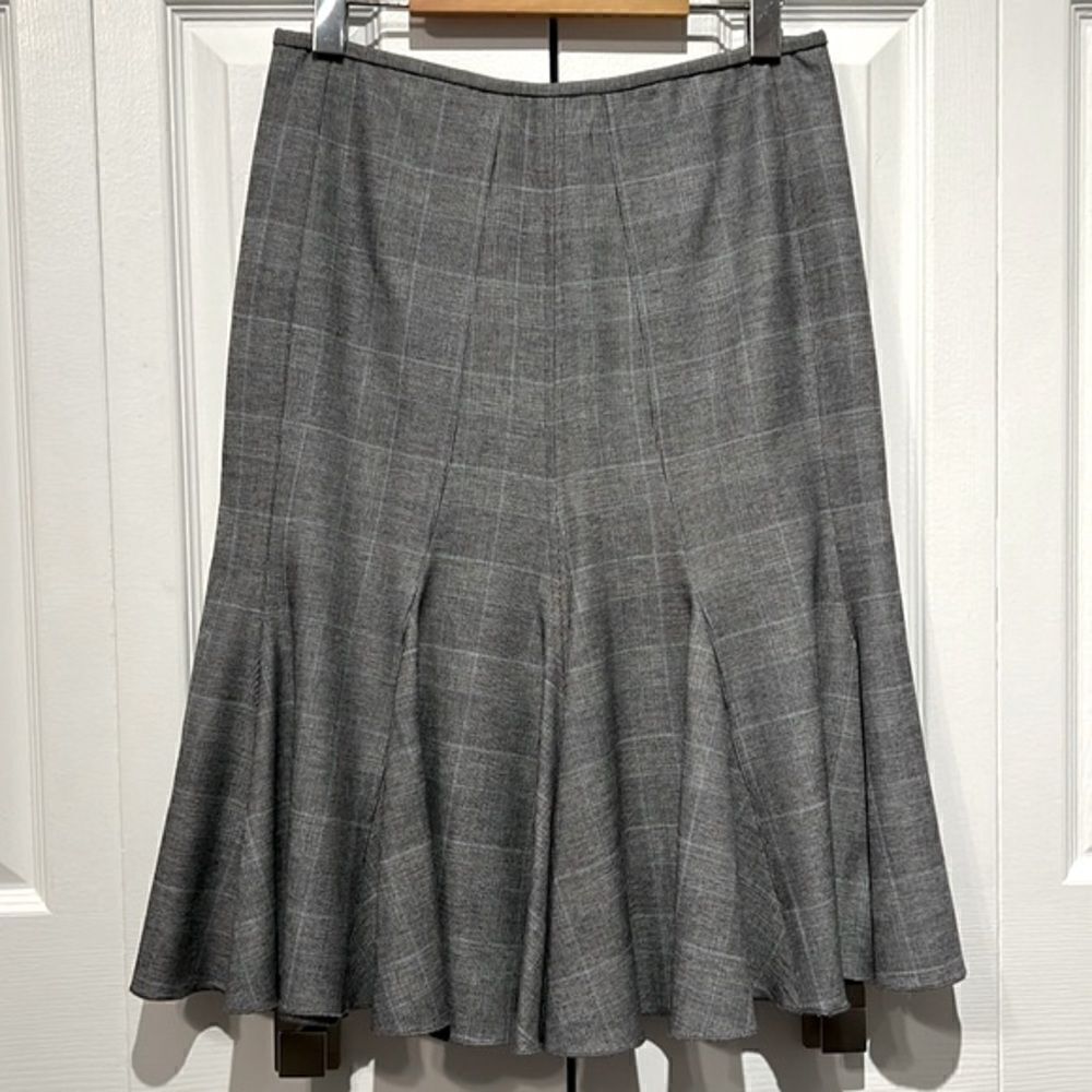 Nine West Black/Grey/White Plaid‎ Trumpet A-Line Skirt Size 4